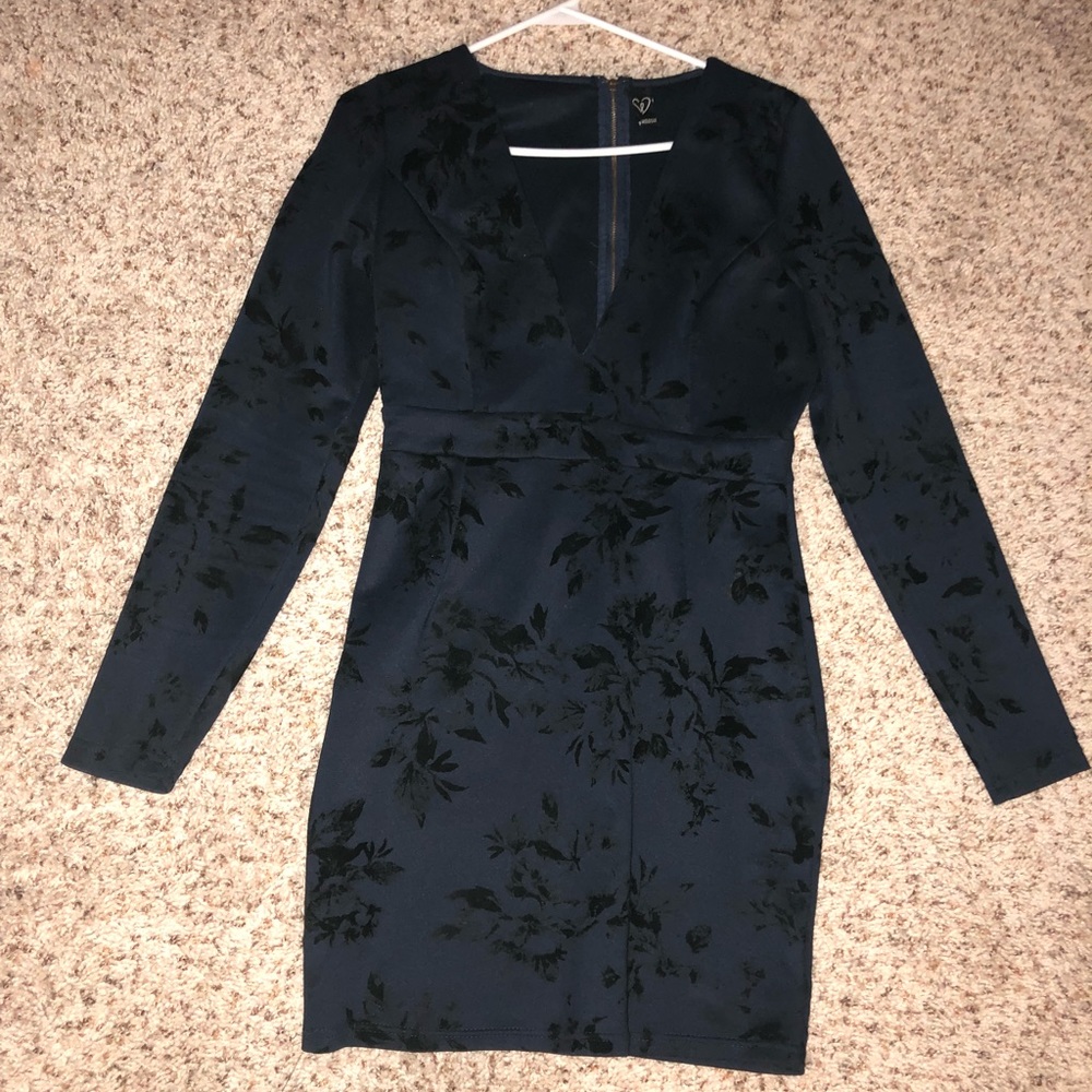 Navy Blue and black floral dress